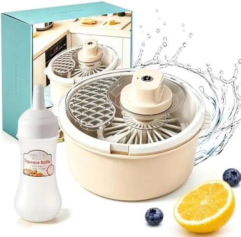 electric salad spinner and produce washer cordless fruit cleaner spinner with non slip base multifunctional vegetable dryer for lettuce greens berrieswhite