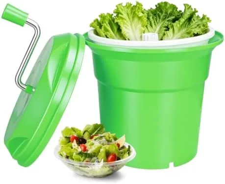kibtops 32 gallon commercial salad spinner heavy duty salad dryer with draining hose 12qt manual lettuce dryer for washing spinning draining holds 4 heads of lettuce for restaurant kitchen prep